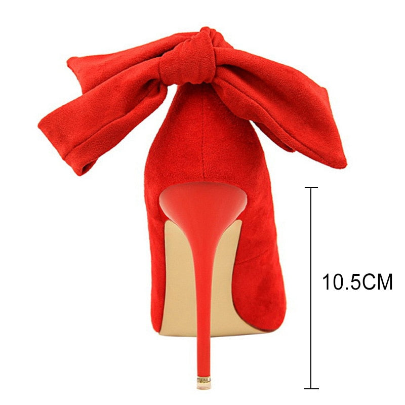 Bow-knot Suede Stiletto High Heels