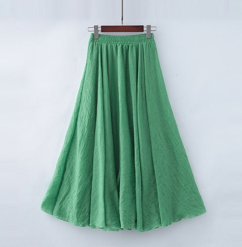Cotton Linen Maxi Skirt