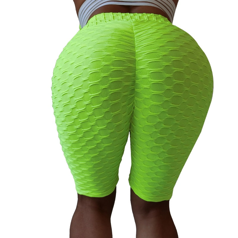 High Waist Textured Scrunch Butt Bike Shorts