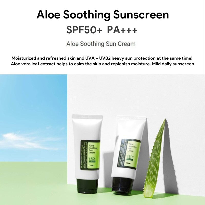 COSRX Aloe Soothing Sunscreen Facial Sun Block Isolation Lotion SPF50+ PA+++ Sun Cream Protector 50ml