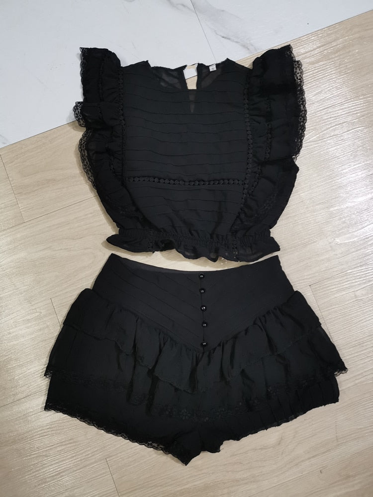 Cropped Top with Ruffled Mini Skort