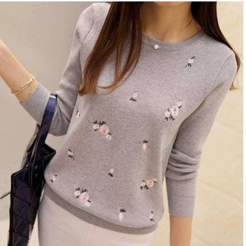 Embroidery Knitted Sweater Jersey Sweater