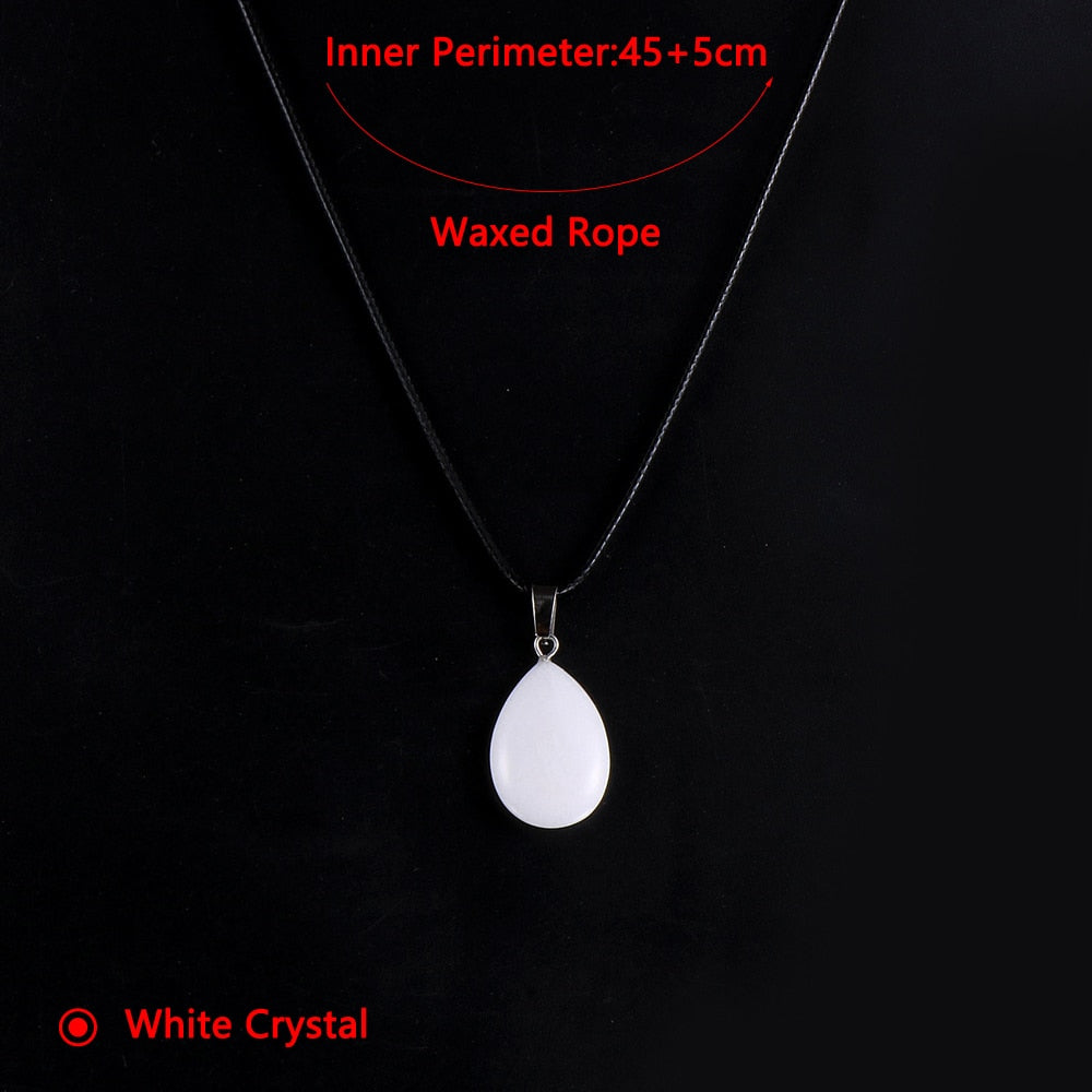 Natural Stone Water Drop Pendant Necklace