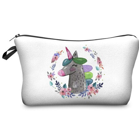 Unicorn Print Cosmetic Bag Multicolor