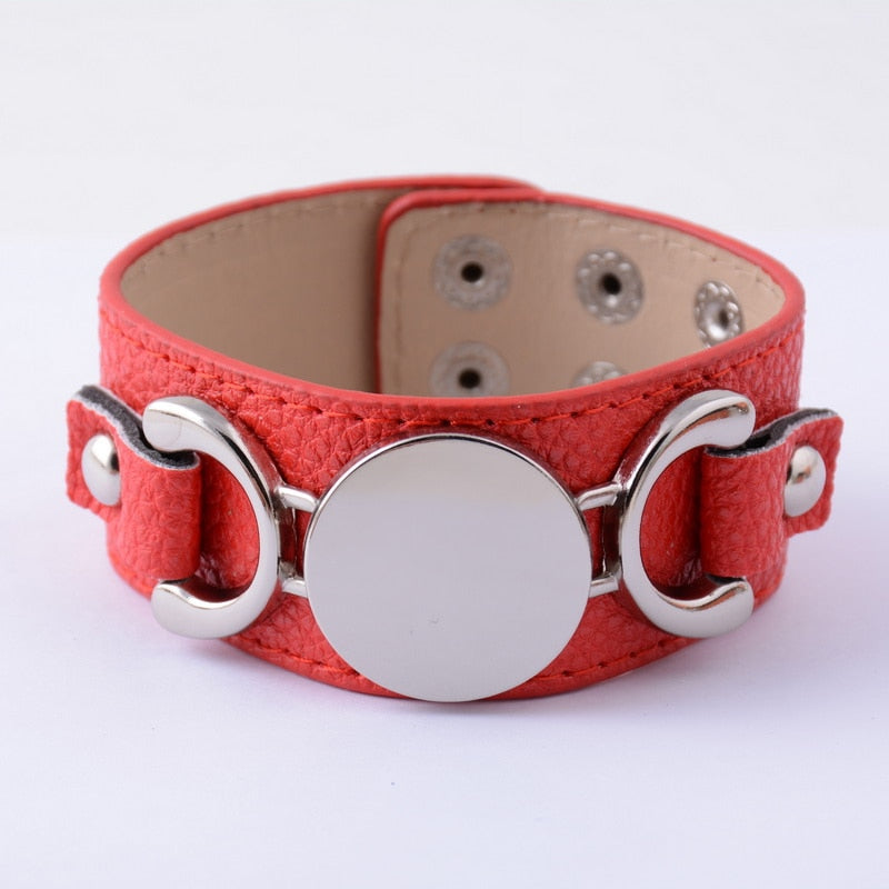 Multicolor Monogram Leather Cuff Bracelet For Women & Men