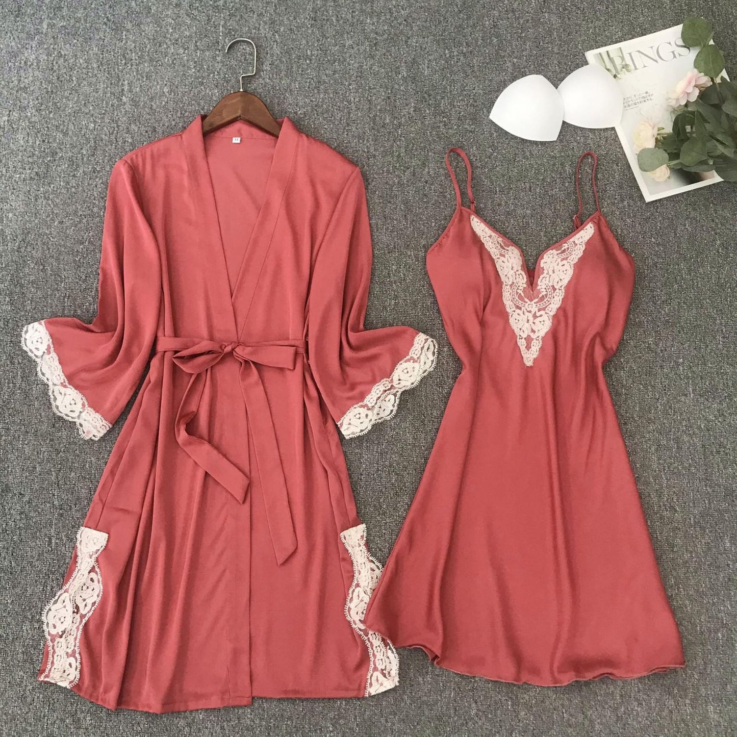 Satin Robe & Nightgown Set