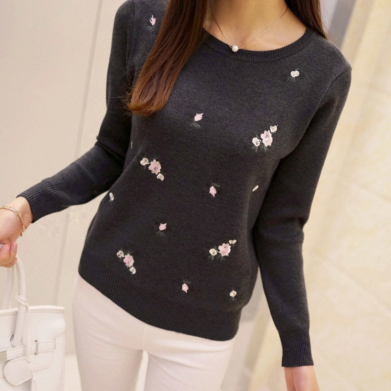 Embroidery Knitted Sweater Jersey Sweater