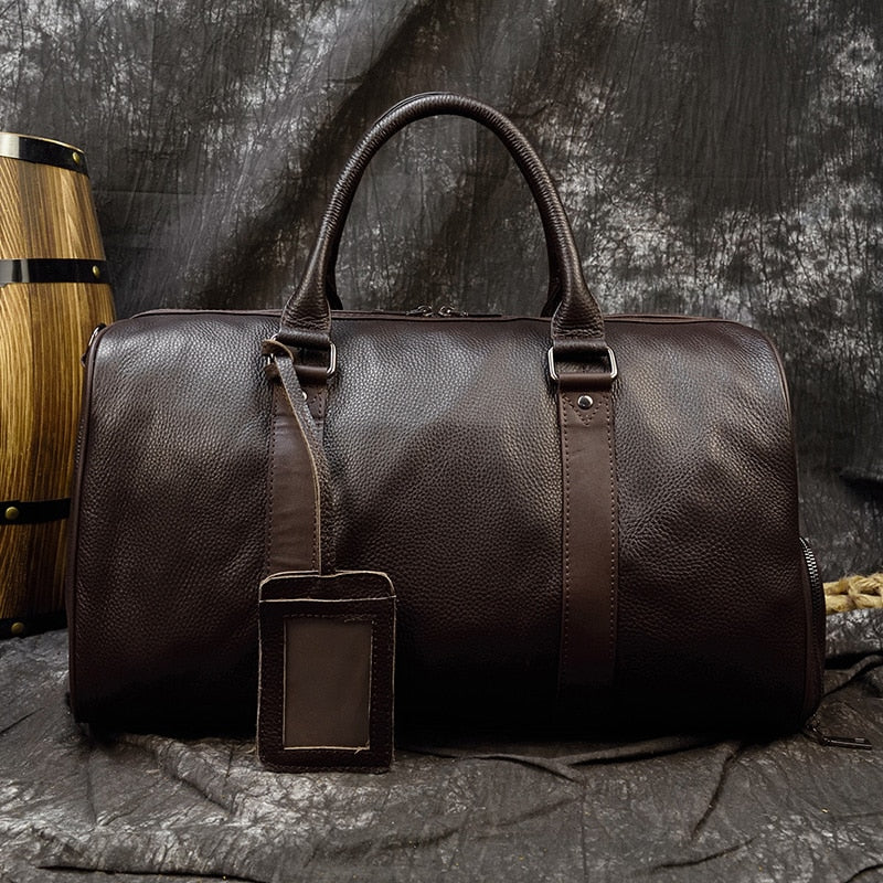 Luxury Genuine Leather Weekend Travel Bag Customizable