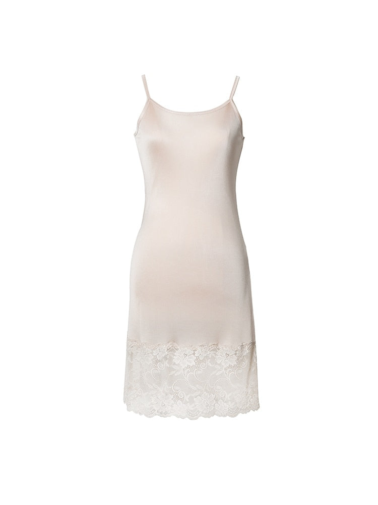 Knitted Natural Silk and Lace Bottom Slip