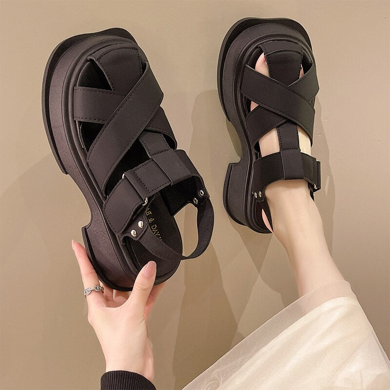 Platform CrisCross Chunky Strappy Sandals