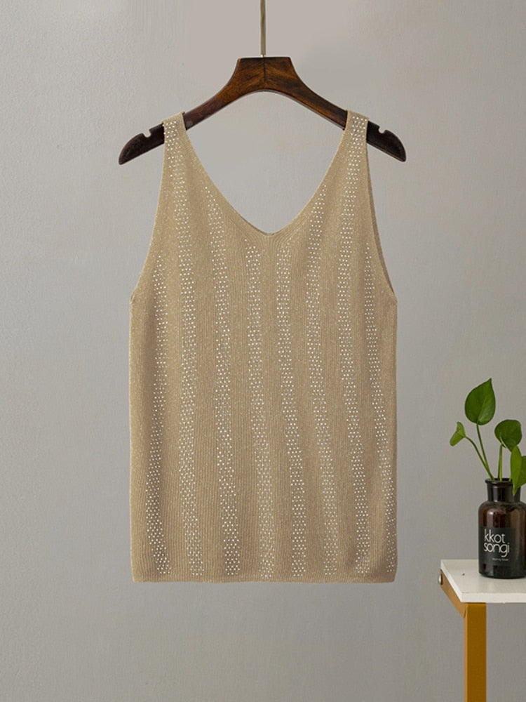 Sequined Knit Cami Sleeveless Top
