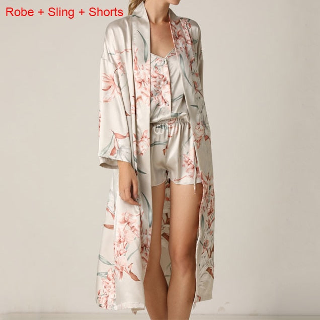 Print Flower Nighty & Robe