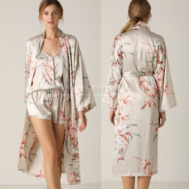 Print Flower Nighty & Robe